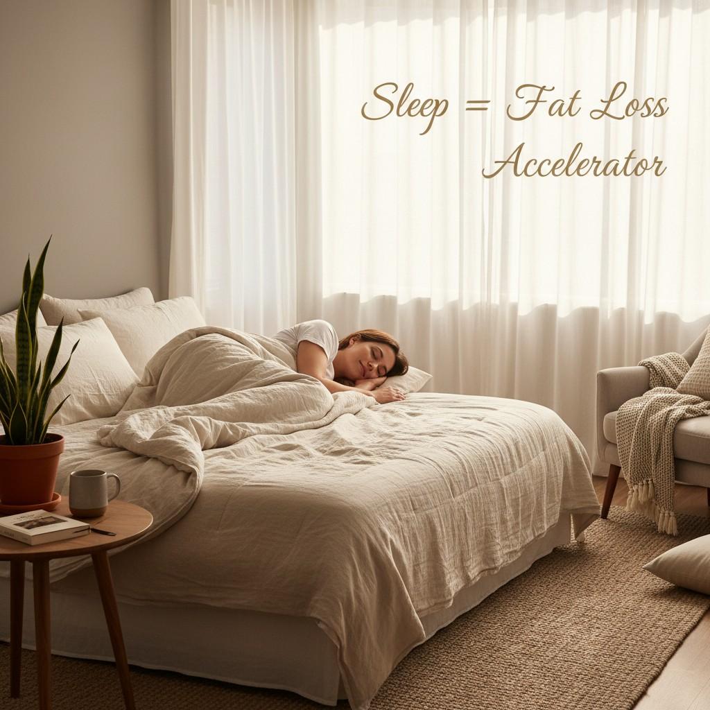 Peaceful bedroom scene symbolizing quality sleep for better metabolism and fat loss