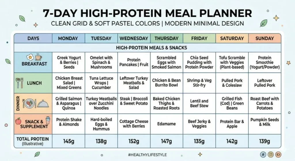 7 day high protein diet plan for women over 40 meal chart