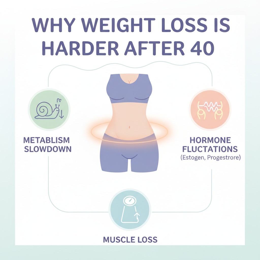 hormonal changes and metabolism slowdown in women over 40 infographic