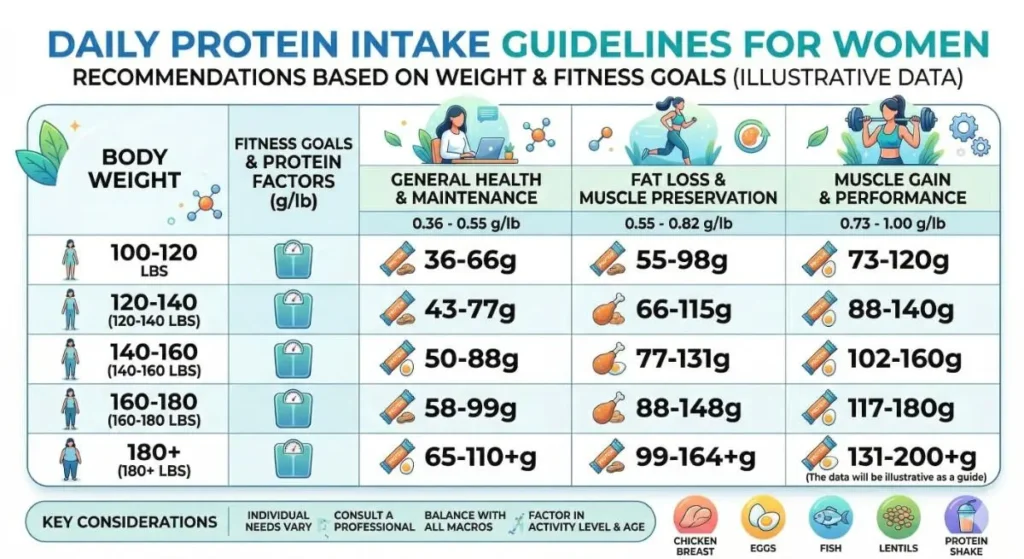 how much protein should I eat a day chart for women over 40