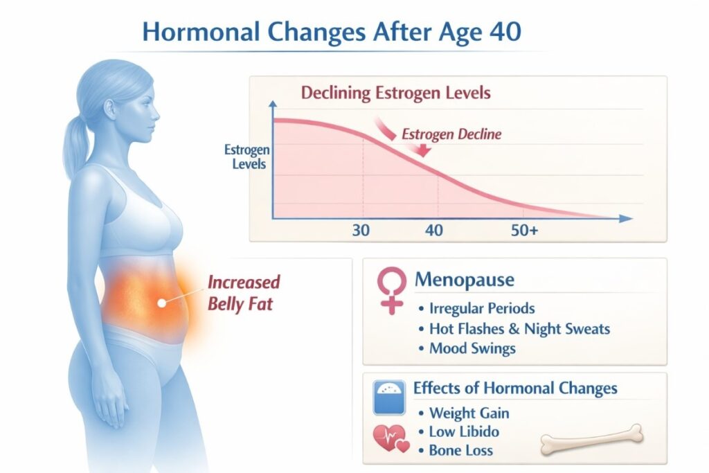 hormonal changes causing belly fat after 40 female