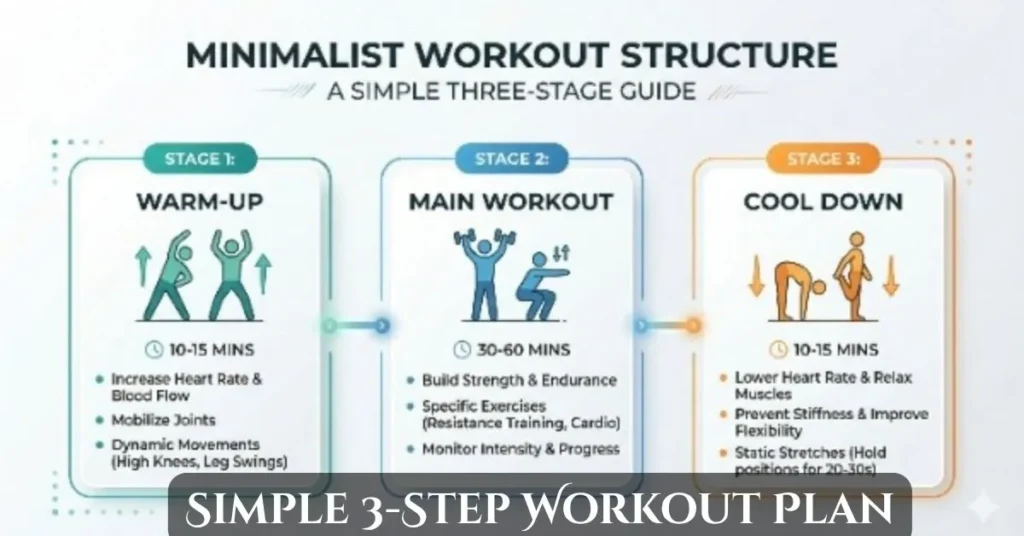 15 minute workout structure warm up main workout cool down