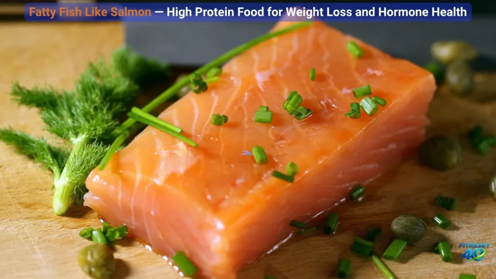 grilled salmon fillet with lemon and herbs a high protein food for weight loss and hormonal balance