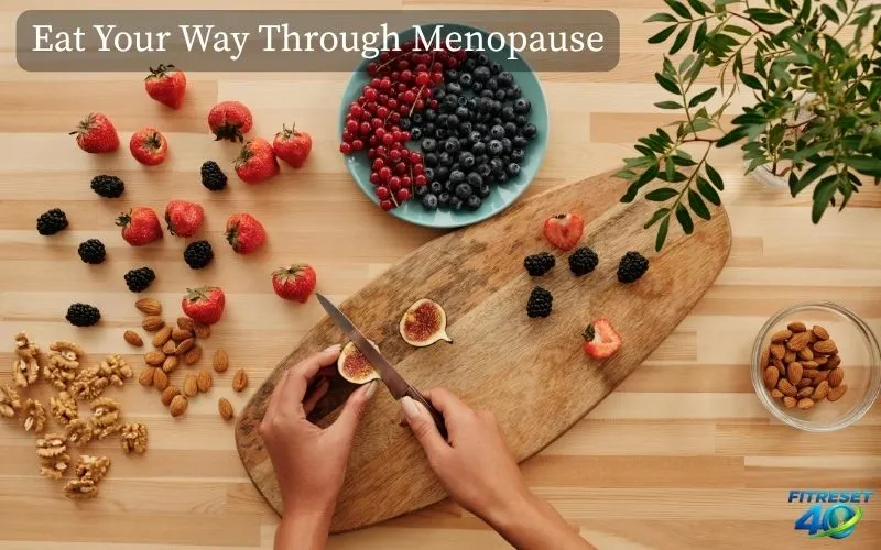 Foods that help with menopause naturally including flaxseeds soy leafy greens and berries