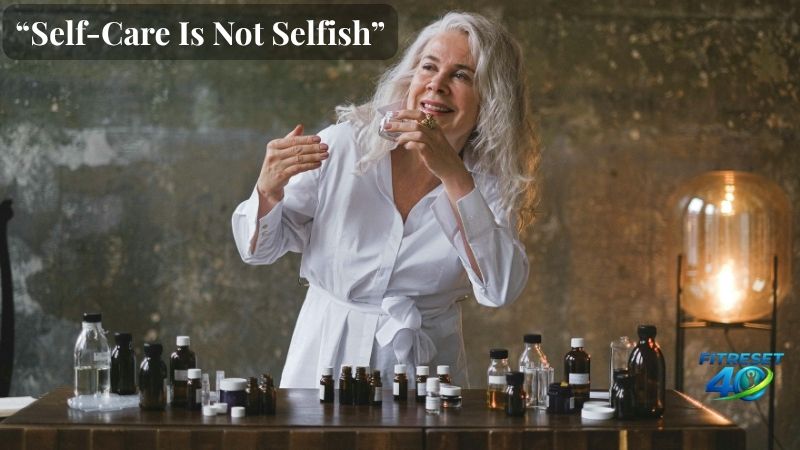 Daily self care routine for women Woman practicing self care and relaxation after 40
