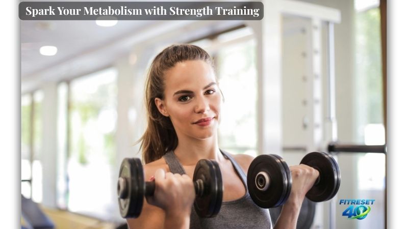 Fitness for Women Over 40 - Strength Training Exercises Fitness for Women Over 40 A mature woman practicing strength training with dumbbells to boost her metabolism.