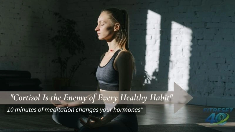 Stress Management as a Healthy Habit for Women Over 40 healthy habits for women over 40 — woman meditating for stress and cortisol management