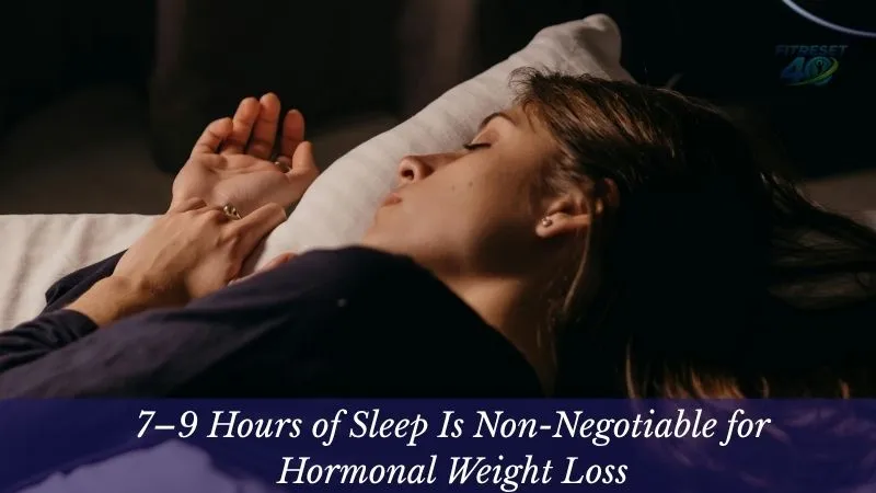 Sleep and Hormonal Weight Loss After 40 - Importance of Rest File Name woman over 40 sleeping well to support hormone balance and weight loss